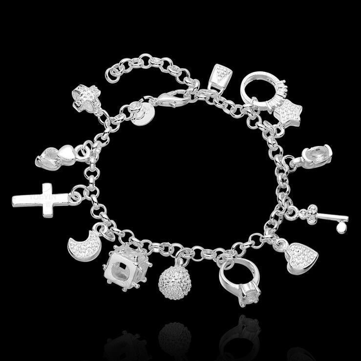 Wish Cross-Border Popular Factory Direct Sales European and American Fashion Thirteen Pendant Bracelets Multi-Element Jewelry