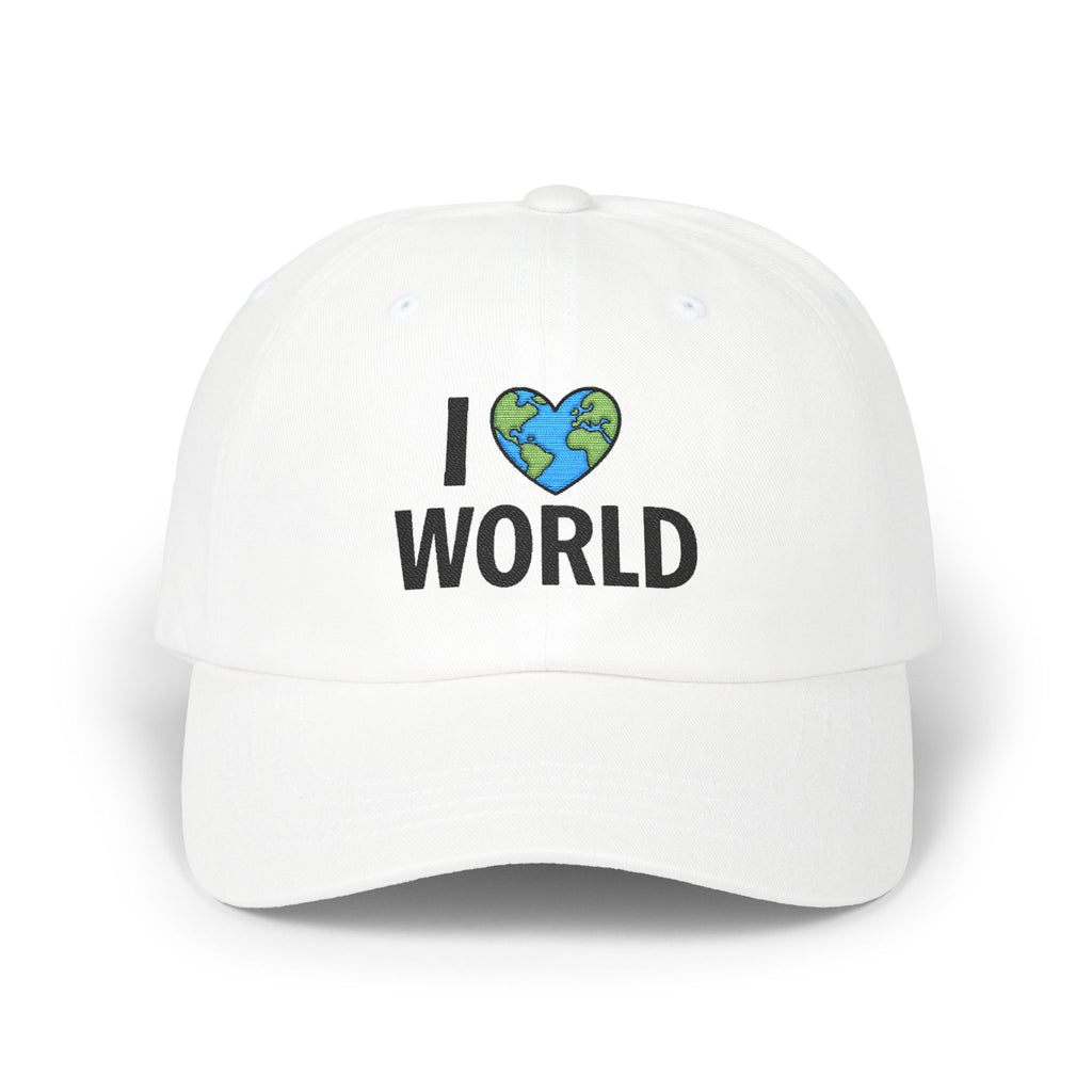 I Love World Classic Dad Cap - Eco-Friendly Gift, Casual Cap, Earth-Lover Hat, Summer Accessory, Everyday Wear