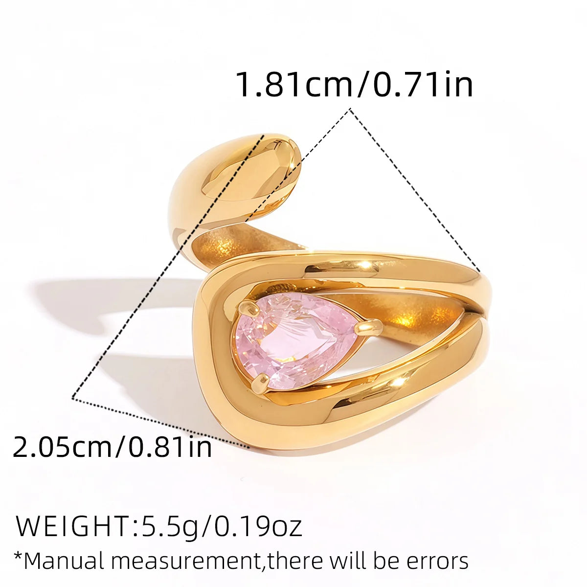Statement Stainless Steel Delicate Shiny Cubic Zirconia Ring High Quality 18K Gold PVD Plated Finger Jewelry Gift