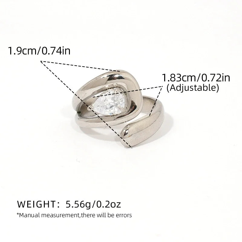 Statement Stainless Steel Delicate Shiny Cubic Zirconia Ring High Quality 18K Gold PVD Plated Finger Jewelry Gift