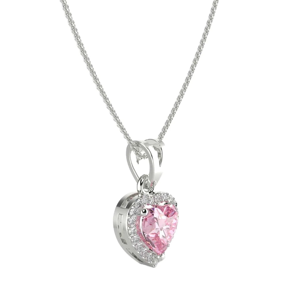 Hot Sale Halo Pendant Heart Shape Fancy Pink Colored Diamond Lab Grown IGI Certified Polished Diamond Jewelry for Women's