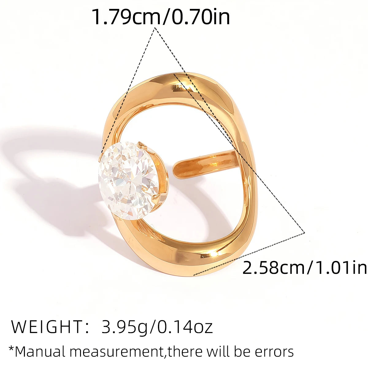 Statement Stainless Steel Delicate Shiny Cubic Zirconia Ring High Quality 18K Gold PVD Plated Finger Jewelry Gift