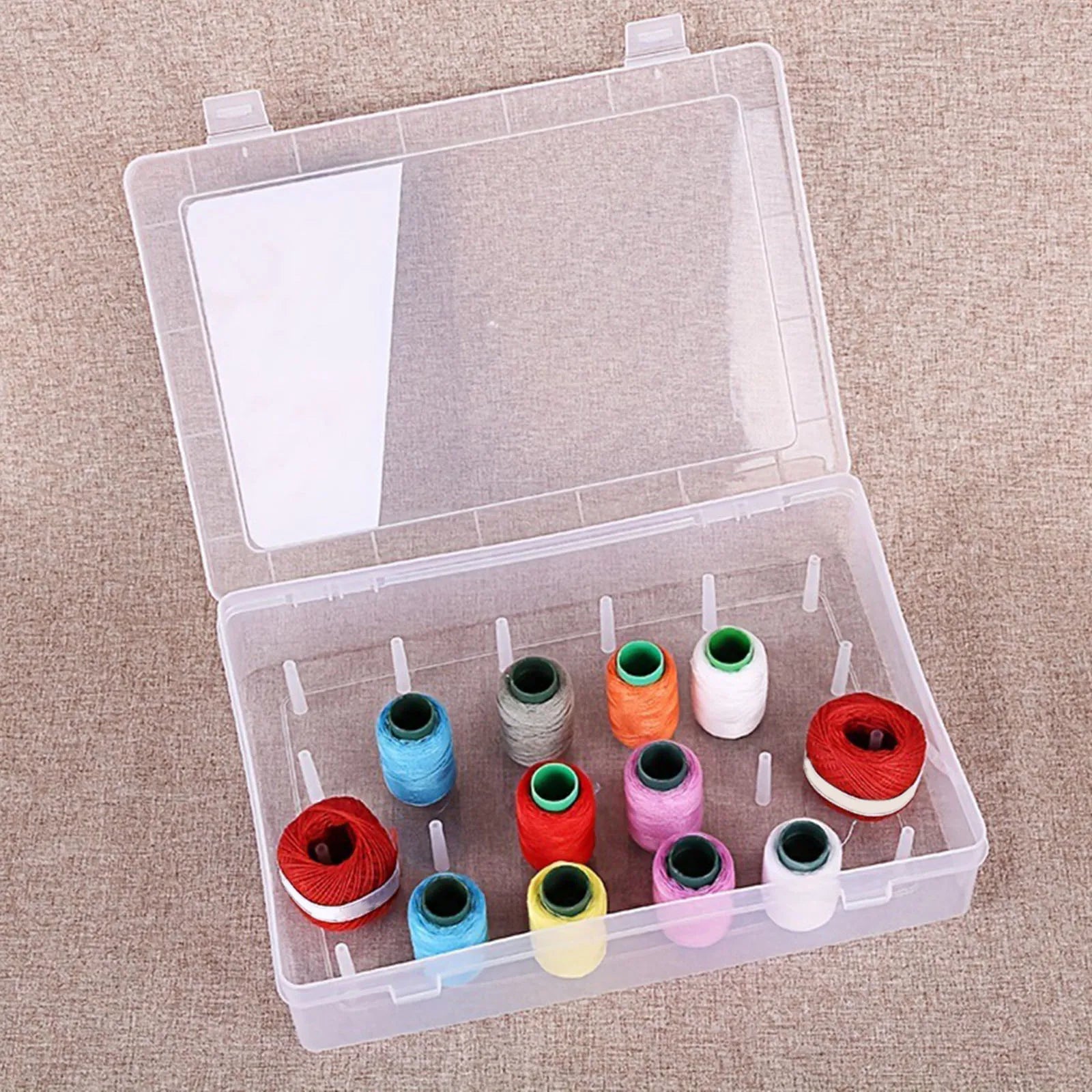24Axis 42Axis Empty Sewing Thread Storage Box Embroidery thread organizer Sew Craft Bobbins w/ Trays Pole Dustproof Container
