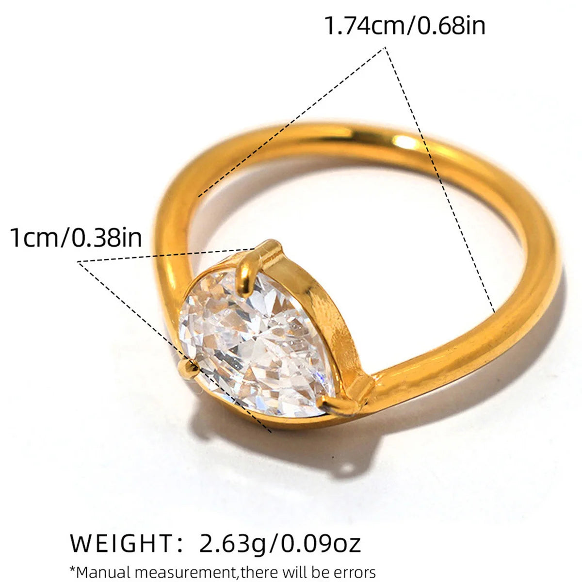 Statement Stainless Steel Delicate Shiny Cubic Zirconia Ring High Quality 18K Gold PVD Plated Finger Jewelry Gift