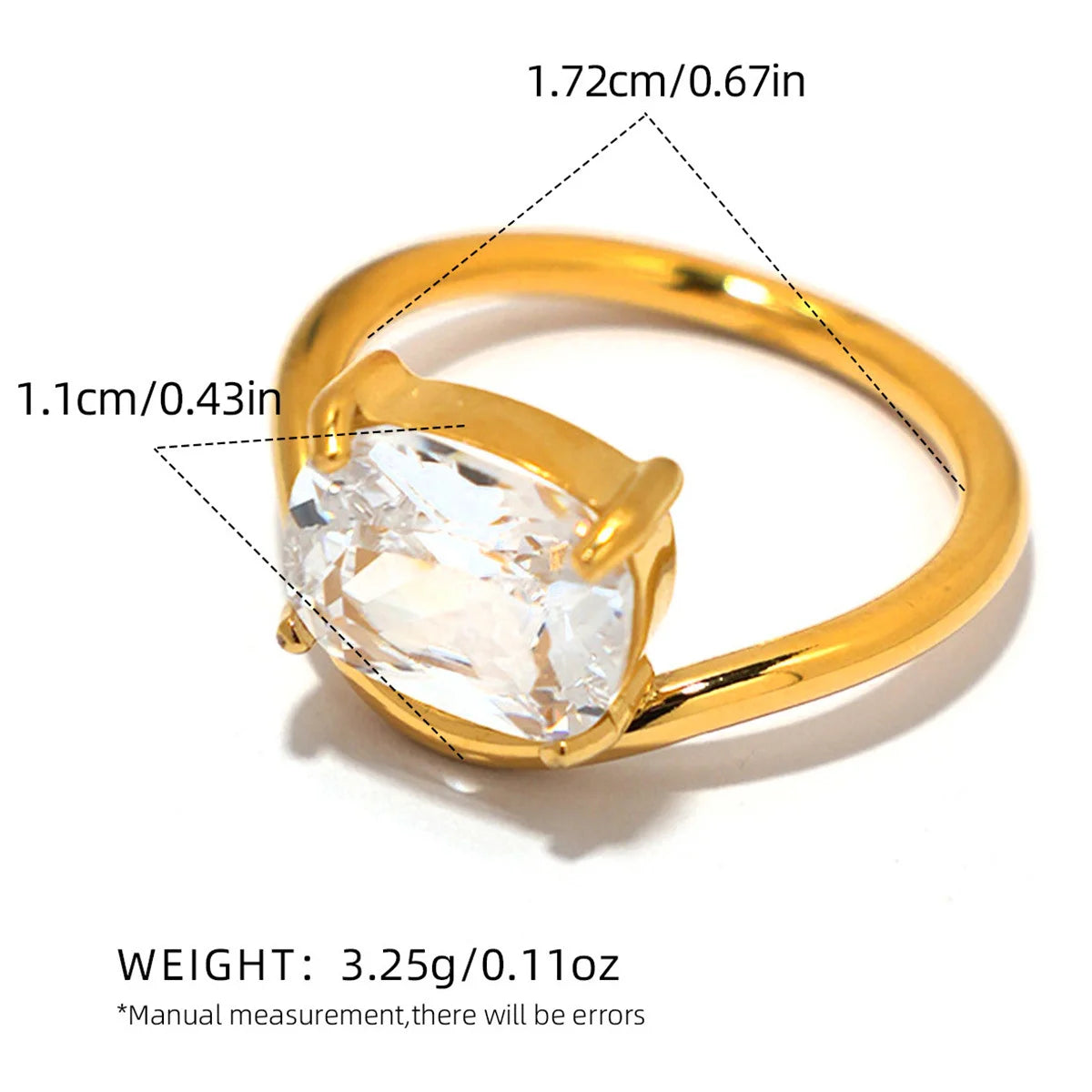 Statement Stainless Steel Delicate Shiny Cubic Zirconia Ring High Quality 18K Gold PVD Plated Finger Jewelry Gift