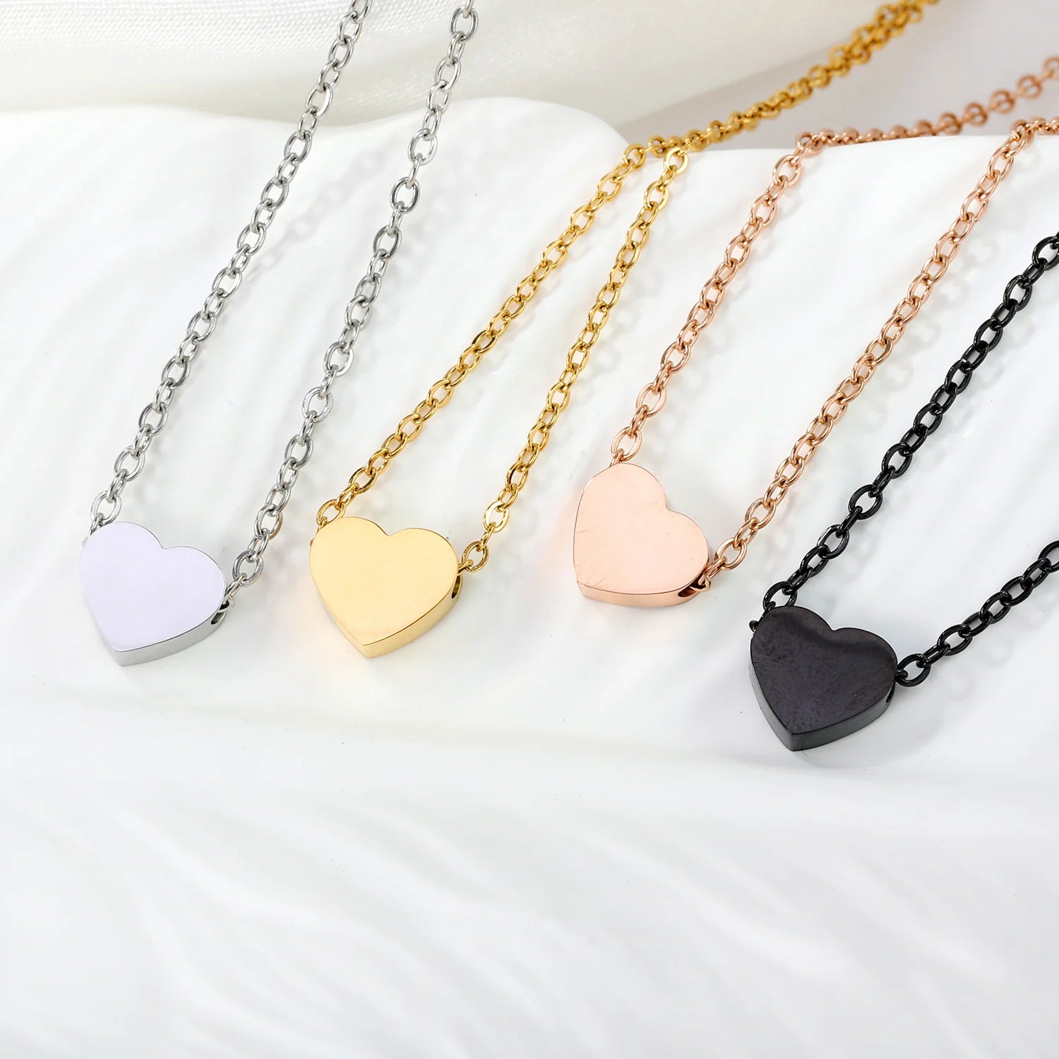 LUXUKISSKIDS Fashion Simple Heart Pendant Necklace for You Small Love Shape Stainless Steel Black Hearts Clavicle Choker Jewelry
