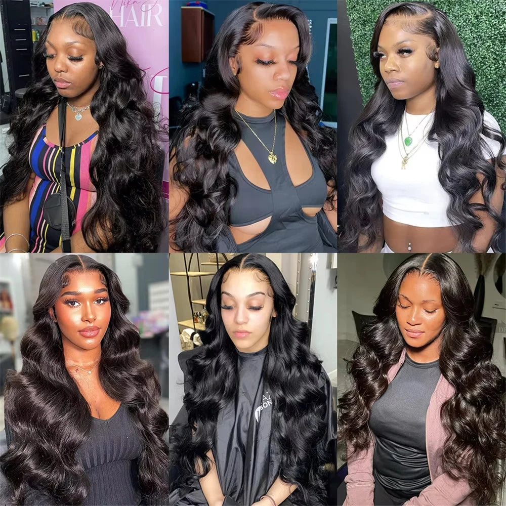 180 Density Body Wave Human Hair Wigs Preplucked Brazilian 13x6 HD Transparent Lace Frontal Human Hair Wigs For Black Women