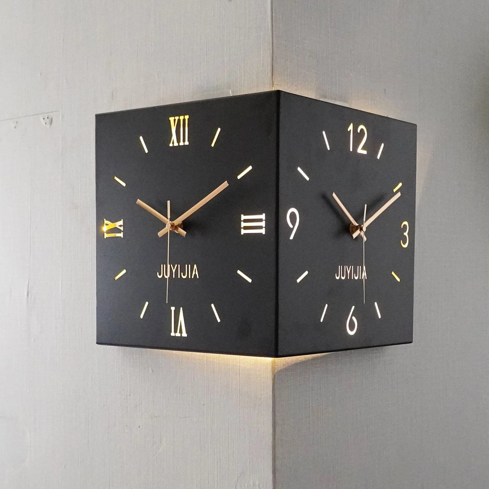 Double-sided Living Room Corner Wall Clocks  Nordic Modern Creative Luxury Electronic Wall Clock Valentines Day Gift Home Decor