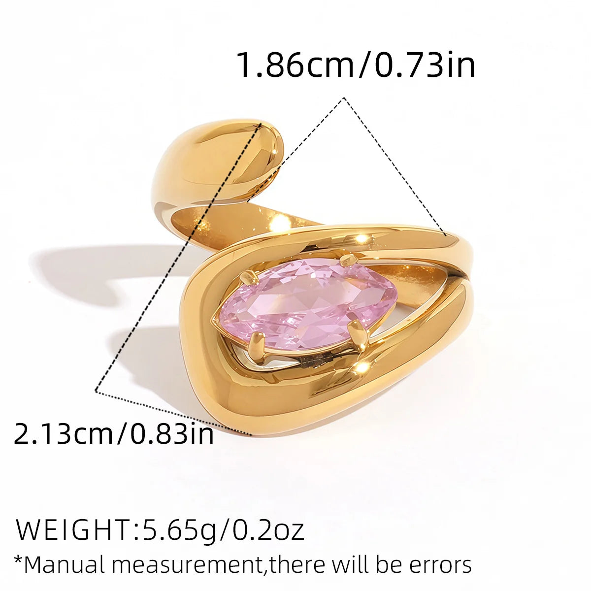 Statement Stainless Steel Delicate Shiny Cubic Zirconia Ring High Quality 18K Gold PVD Plated Finger Jewelry Gift