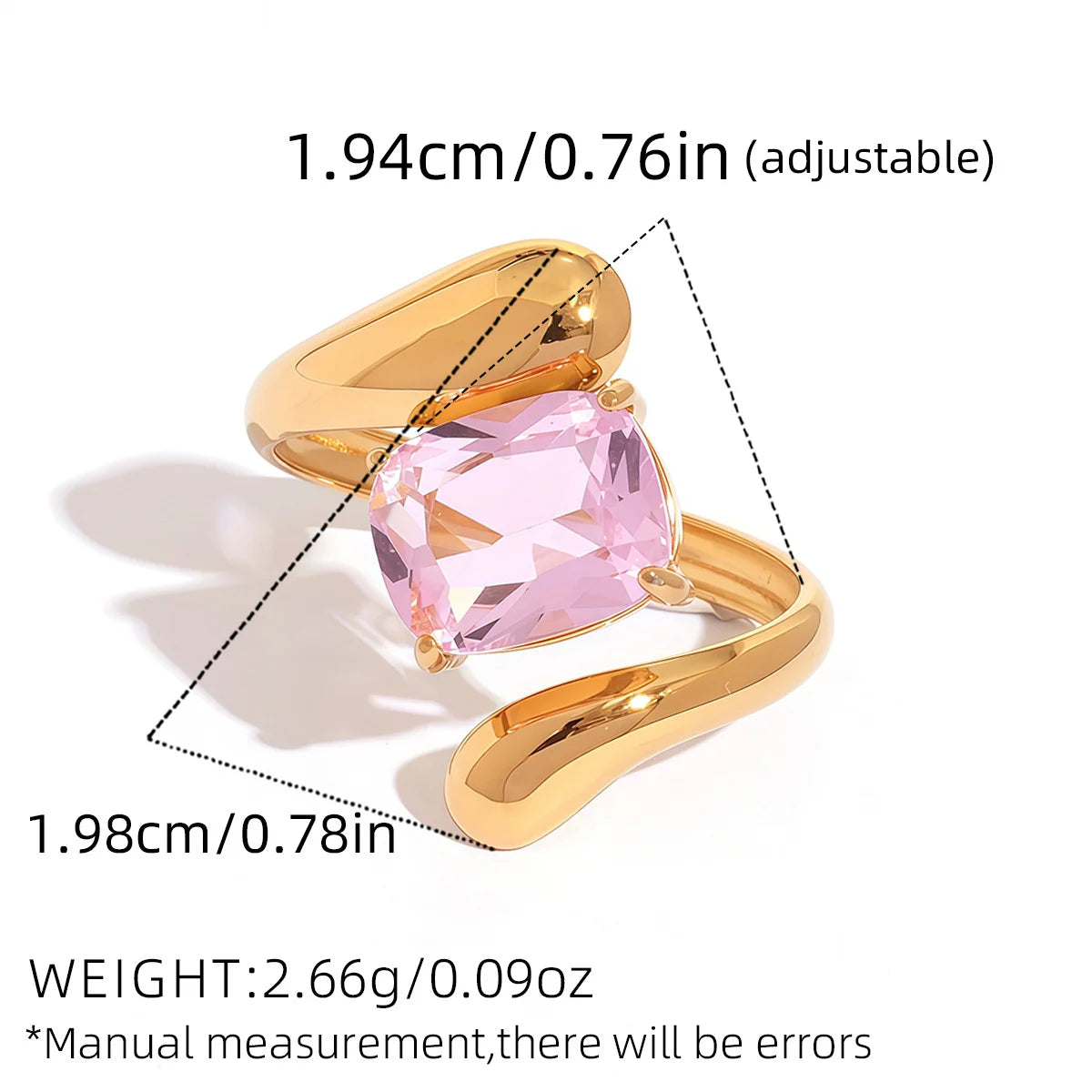Statement Stainless Steel Delicate Shiny Cubic Zirconia Ring High Quality 18K Gold PVD Plated Finger Jewelry Gift