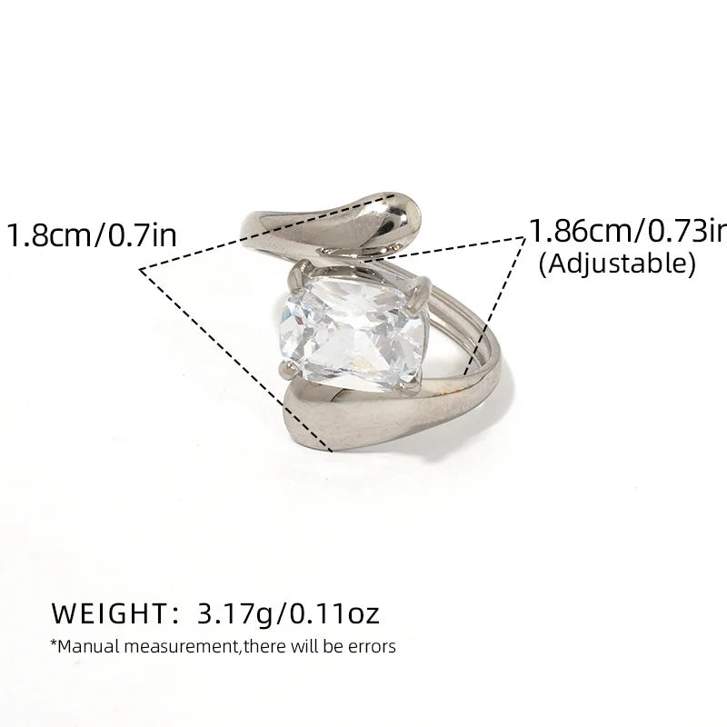 Statement Stainless Steel Delicate Shiny Cubic Zirconia Ring High Quality 18K Gold PVD Plated Finger Jewelry Gift