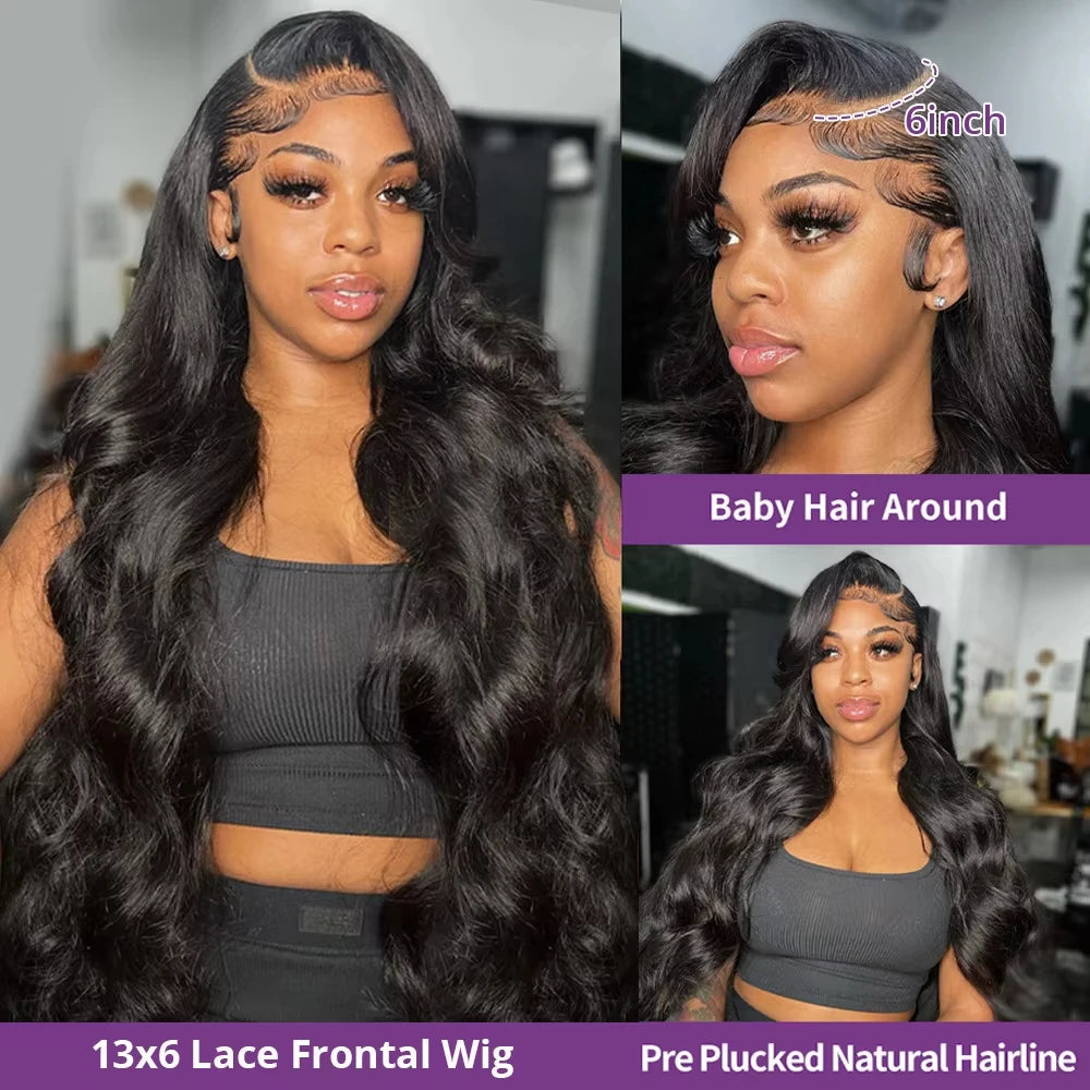180 Density Body Wave Human Hair Wigs Preplucked Brazilian 13x6 HD Transparent Lace Frontal Human Hair Wigs For Black Women
