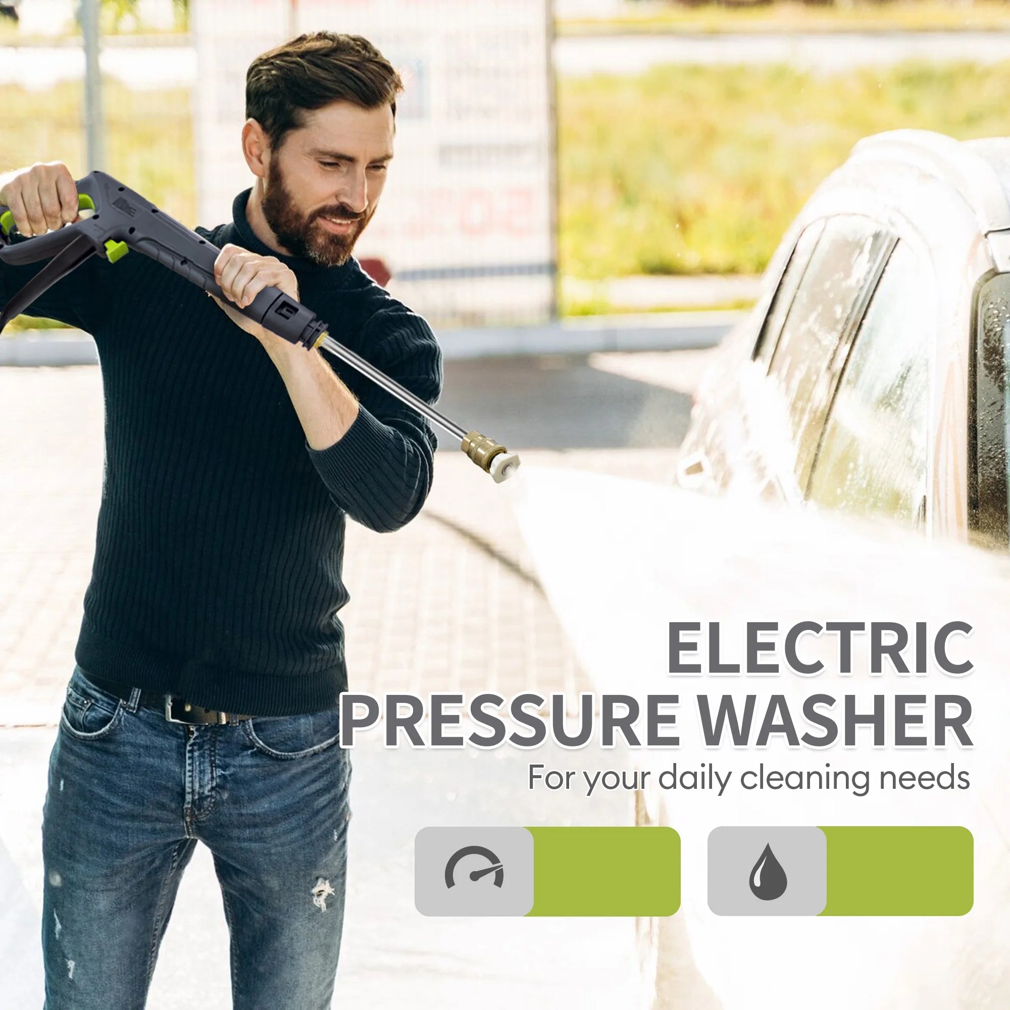 Electric Pressure Washer 4800PSI-Max 3.2GPM Power Washer Wash Machine Electric Powered with Foam Cannon for Car, Floor, Garage