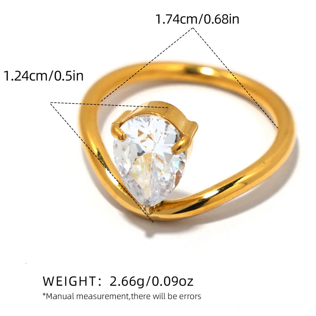 Statement Stainless Steel Delicate Shiny Cubic Zirconia Ring High Quality 18K Gold PVD Plated Finger Jewelry Gift