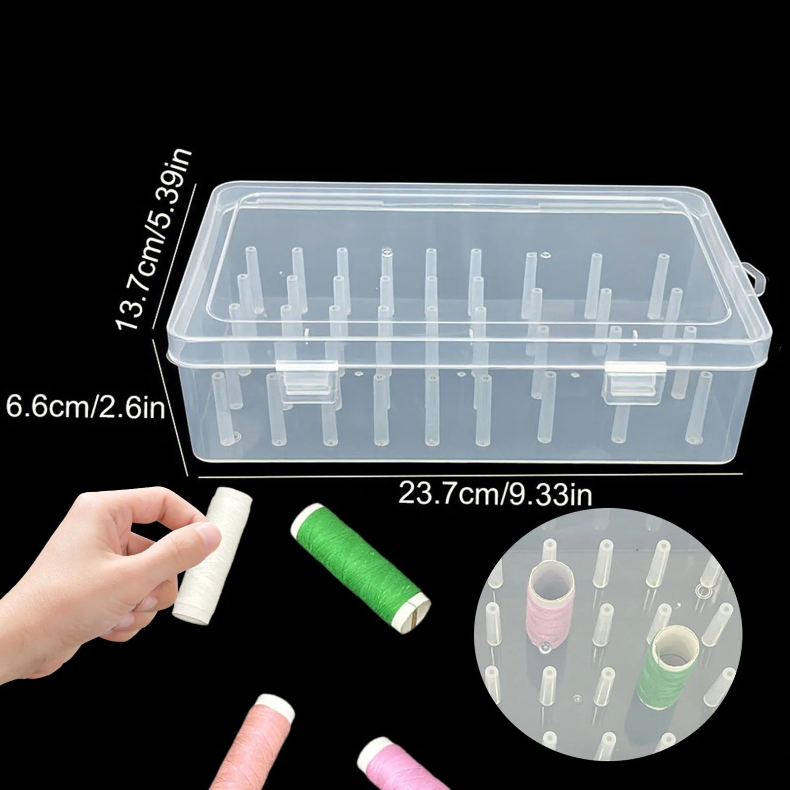 24Axis 42Axis Empty Sewing Thread Storage Box Embroidery thread organizer Sew Craft Bobbins w/ Trays Pole Dustproof Container