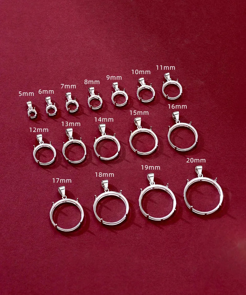 S925 Silver   Round Simple Four-Claw Classic Pendant Empty Pendant Not Inlaid Exquisite Fashion Explosions Light