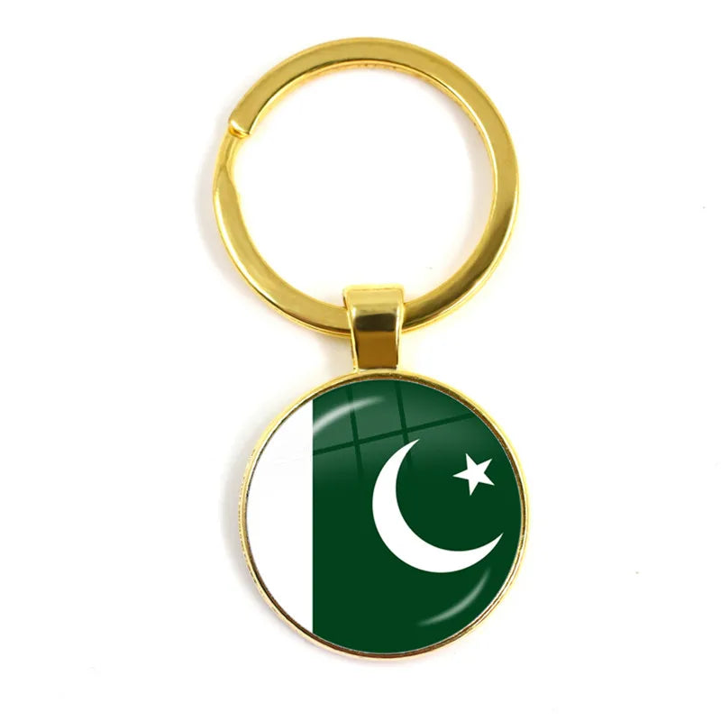 Malaysia, Laos, Denmark, Norway, Sweden, Slovakia National Flag Keychain 25mm Glass Cabochon Key Rings For Women Men Gift