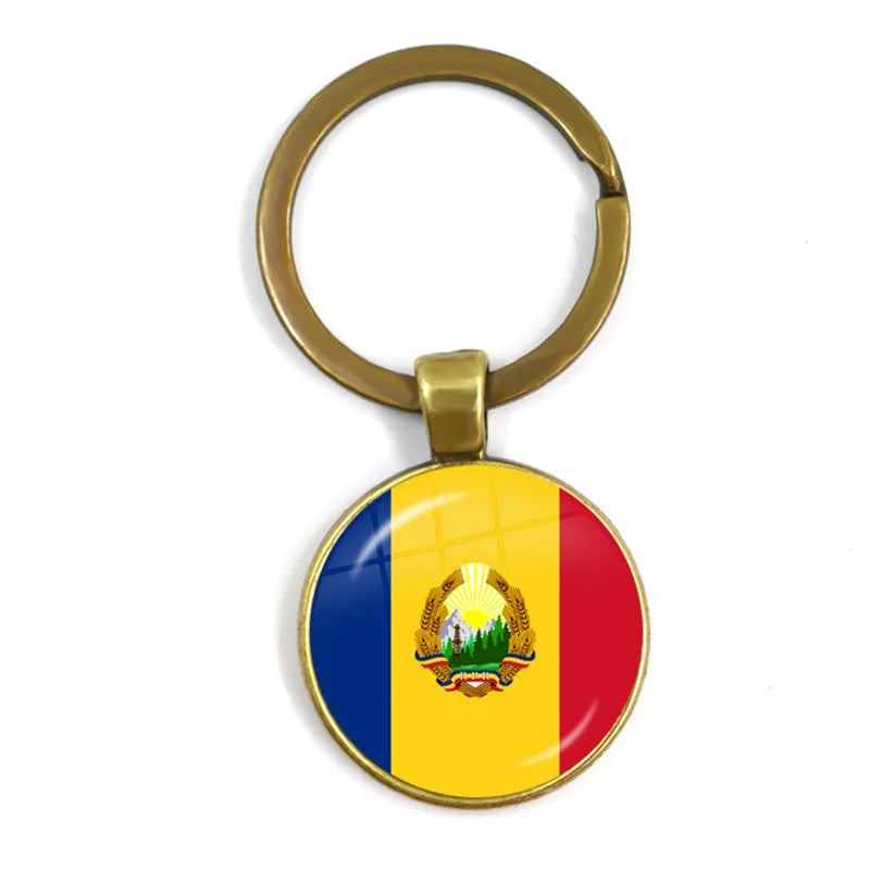 Malta Zambia Zimbabwe Latvia Armenia Azerbaijan Saudi Arabia UAE Morocco Glass Cabochon National Flag Keychain Keyholder Gift