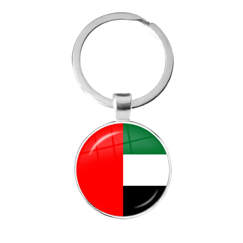 Malta Zambia Zimbabwe Latvia Armenia Azerbaijan Saudi Arabia UAE Morocco Glass Cabochon National Flag Keychain Keyholder Gift