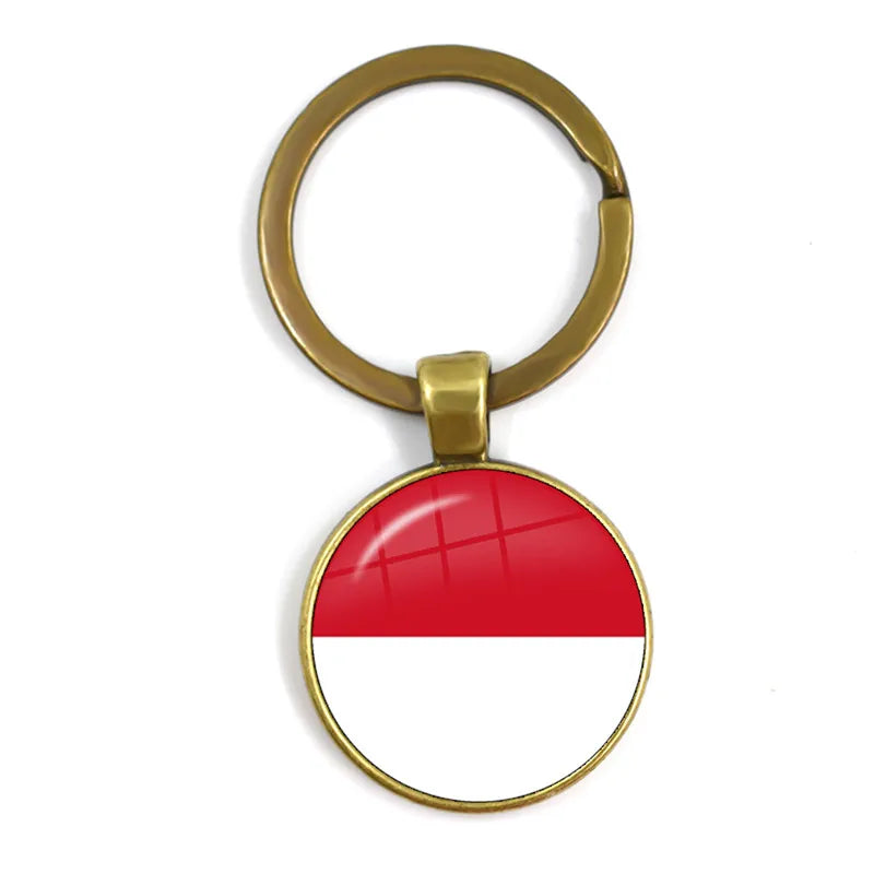 Malaysia, Laos, Denmark, Norway, Sweden, Slovakia National Flag Keychain 25mm Glass Cabochon Key Rings For Women Men Gift