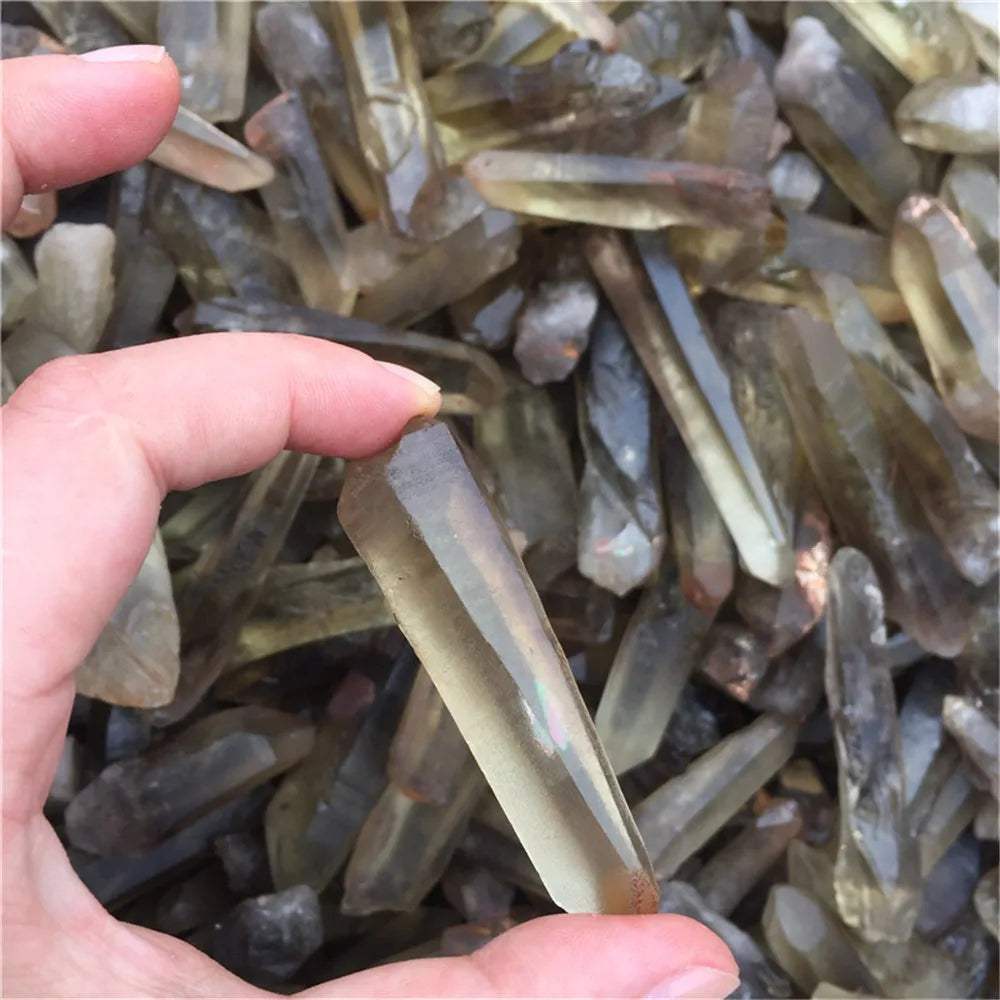 50g Natural Samll Smoke Citrine Quartz Crystal Points Wand Rough Orignal Yellow Healing Stone Specimen Mineral