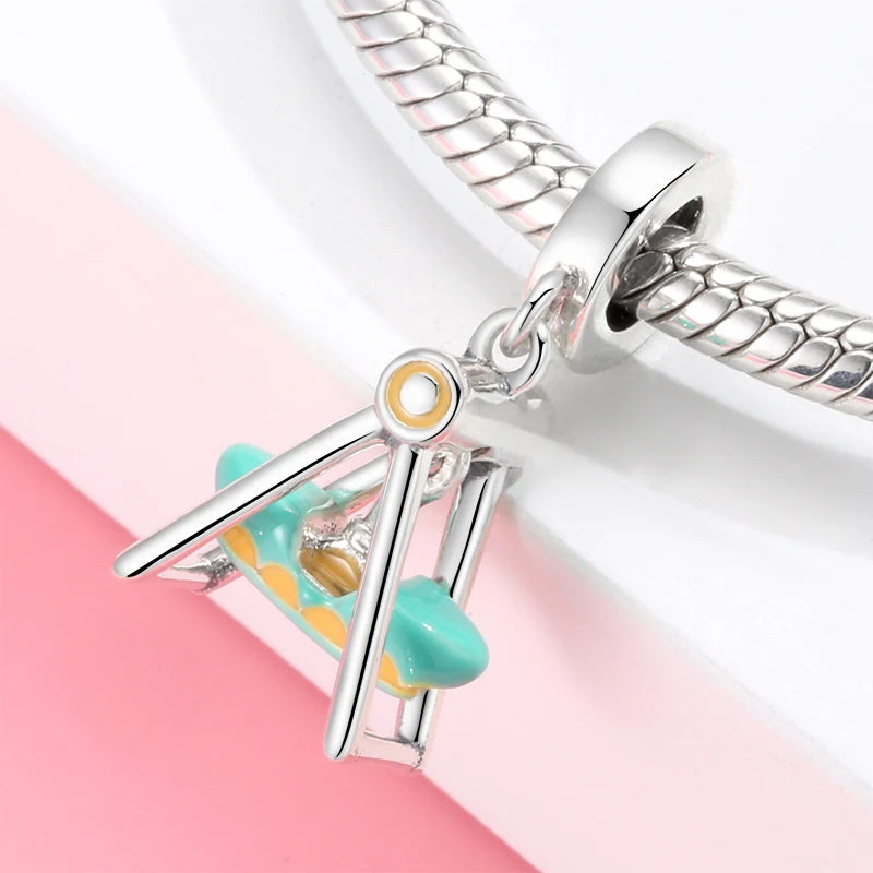 Real 925 Sterling Silver Colorful Circus Theme Performance Charms Original DIY Bracelet Beads Jewelry Making Wonderful Life