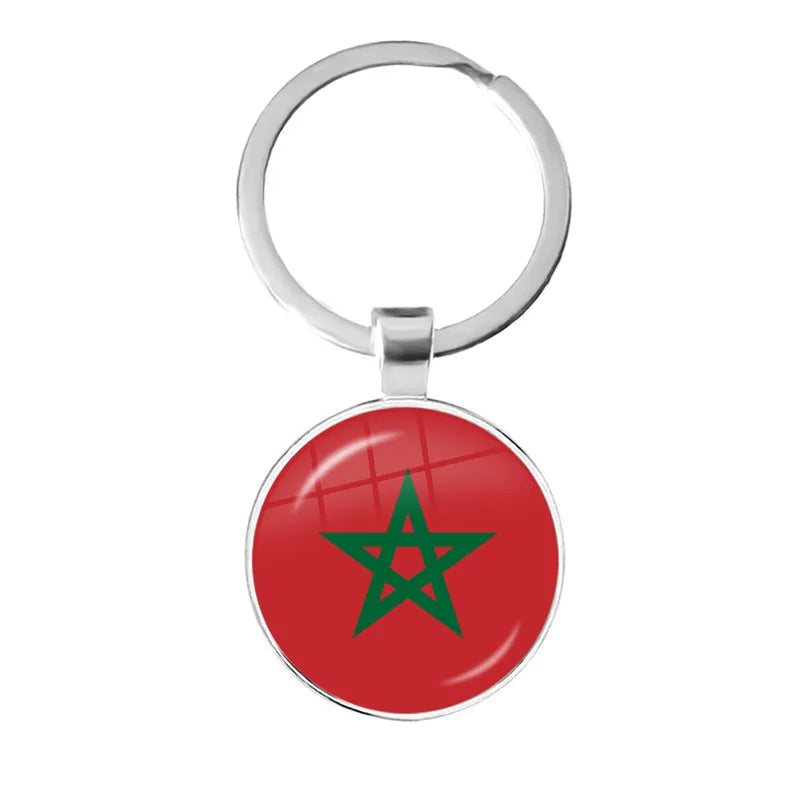 Malta Zambia Zimbabwe Latvia Armenia Azerbaijan Saudi Arabia UAE Morocco Glass Cabochon National Flag Keychain Keyholder Gift
