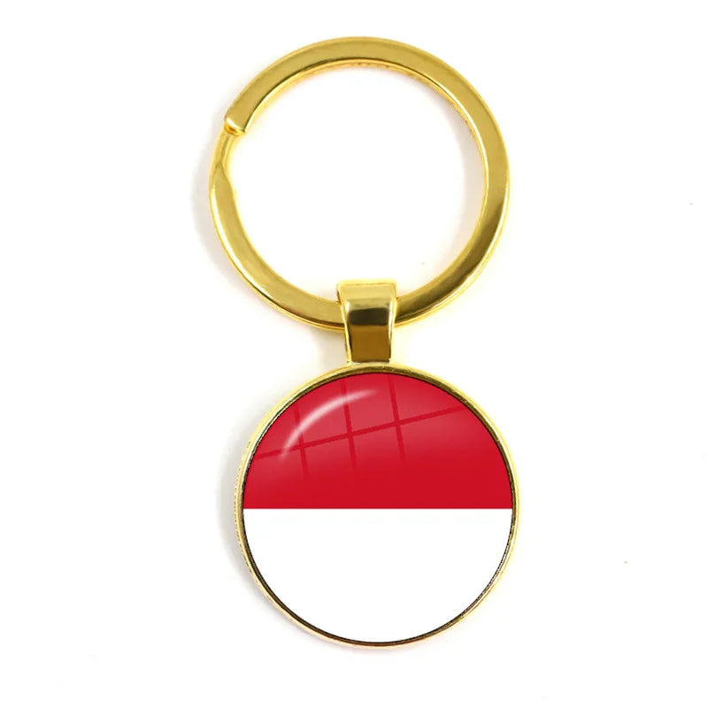 Malaysia, Laos, Denmark, Norway, Sweden, Slovakia National Flag Keychain 25mm Glass Cabochon Key Rings For Women Men Gift