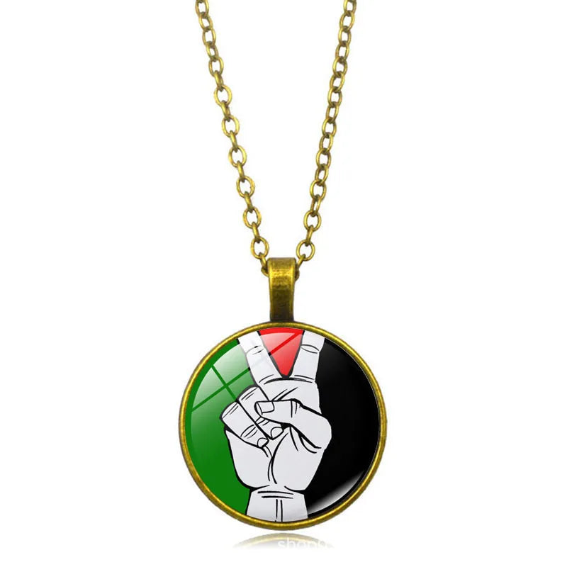 Wholesale Palestine Flag Necklace  Suppliers Custom Pendant Free Palestine Necklace Shopify Dropshipping