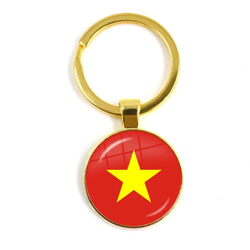 Malta Zambia Zimbabwe Latvia Armenia Azerbaijan Saudi Arabia UAE Morocco Glass Cabochon National Flag Keychain Keyholder Gift