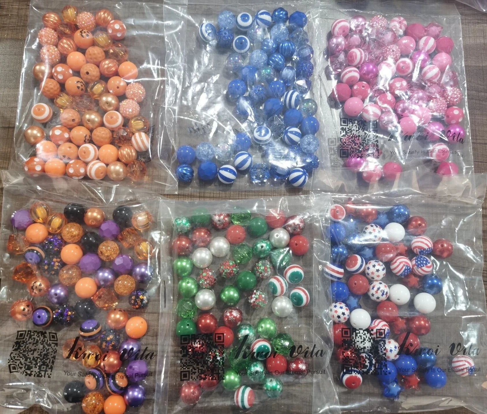 AM-041 100pcs Pack Wholesales Christmas Red Green Mix Set  Acrylic Chunky  Beads  for Kids Girls Jewelry Making Necklace 20mm