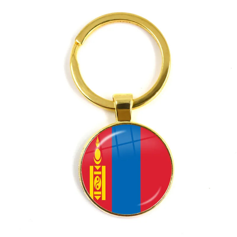 Malaysia, Laos, Denmark, Norway, Sweden, Slovakia National Flag Keychain 25mm Glass Cabochon Key Rings For Women Men Gift