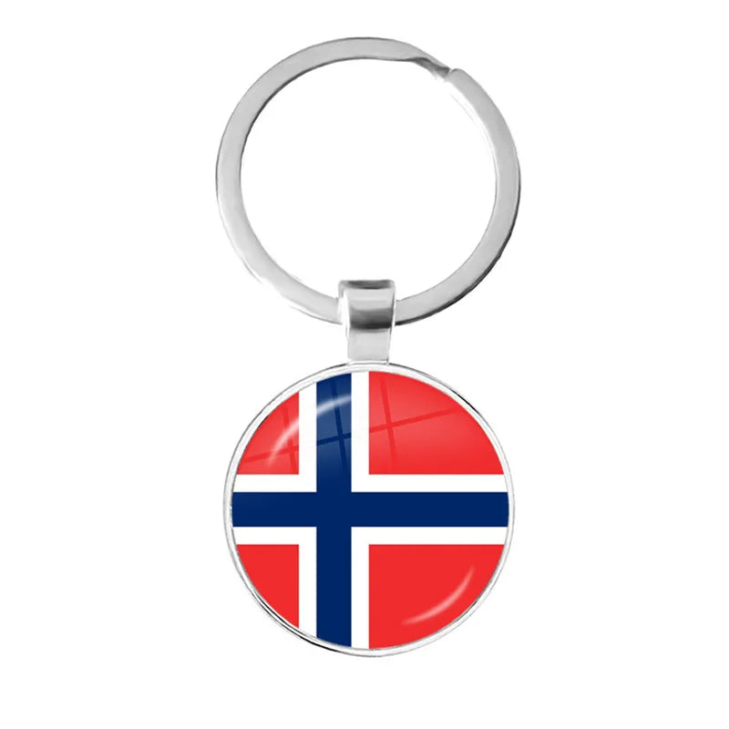 Malaysia, Laos, Denmark, Norway, Sweden, Slovakia National Flag Keychain 25mm Glass Cabochon Key Rings For Women Men Gift