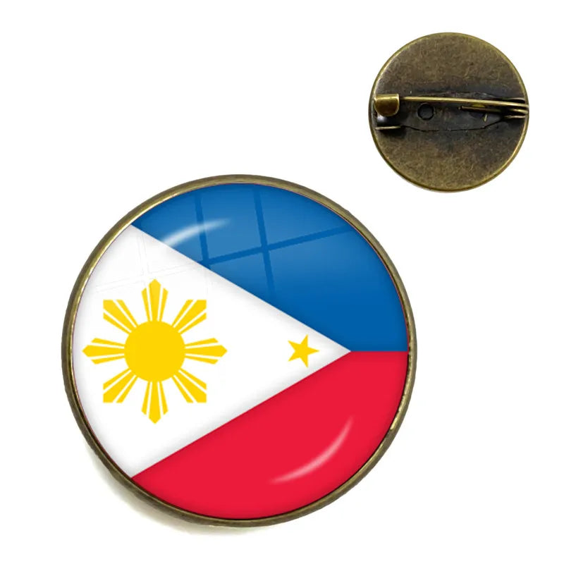 National Flag Brooches France Poland Puerto Rico Montenegro China Angola Senegal Philippines Japan Collar Pins For Women Men