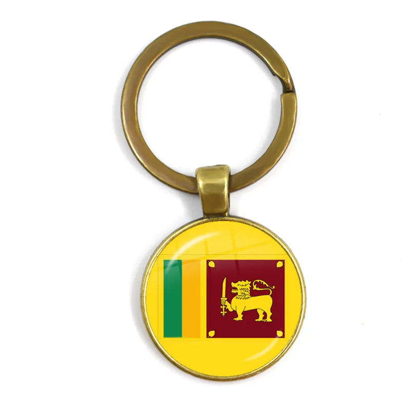 Malaysia, Laos, Denmark, Norway, Sweden, Slovakia National Flag Keychain 25mm Glass Cabochon Key Rings For Women Men Gift