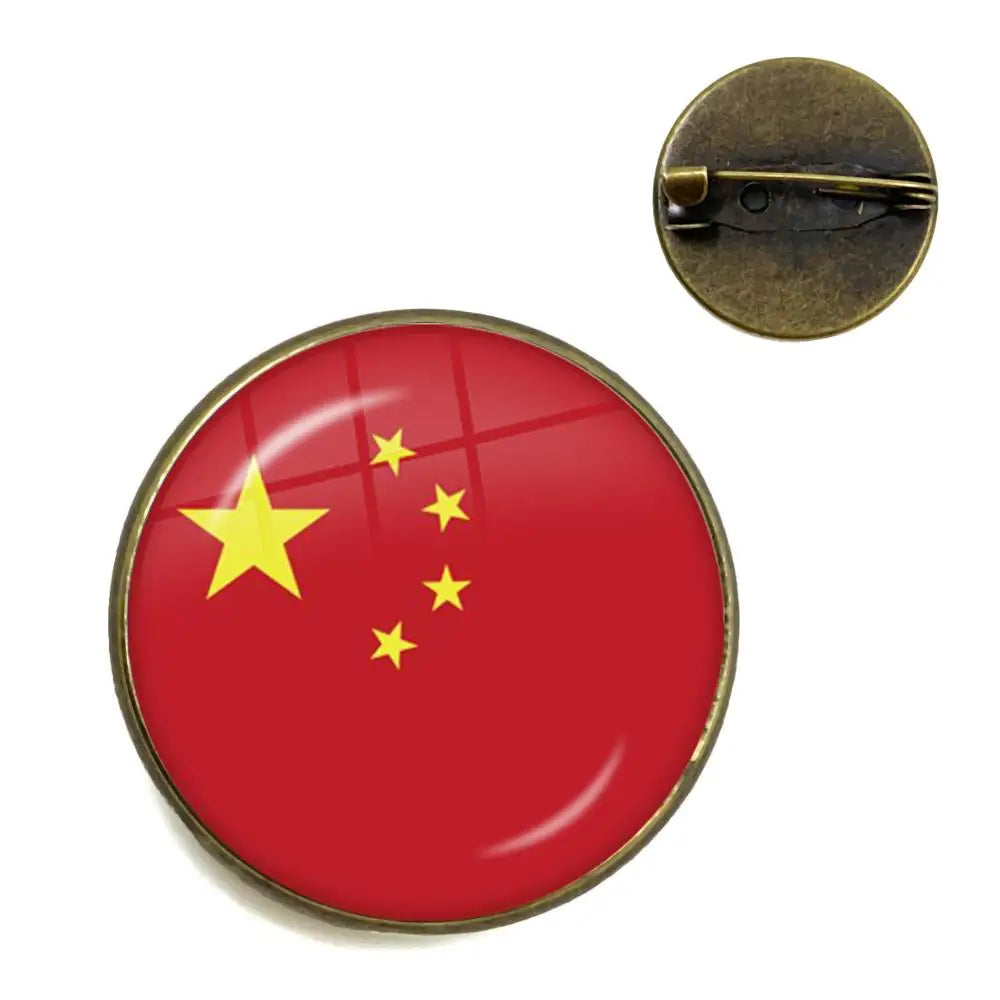 National Flag Brooches France Poland Puerto Rico Montenegro China Angola Senegal Philippines Japan Collar Pins For Women Men