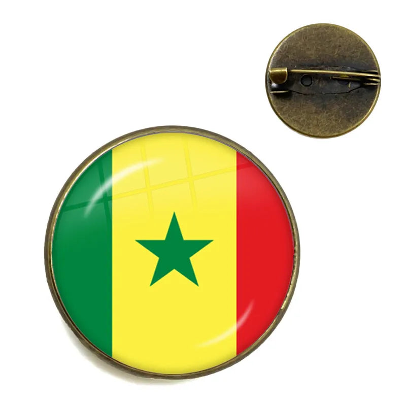 National Flag Brooches France Poland Puerto Rico Montenegro China Angola Senegal Philippines Japan Collar Pins For Women Men