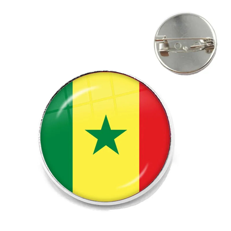 National Flag Brooches France Poland Puerto Rico Montenegro China Angola Senegal Philippines Japan Collar Pins For Women Men