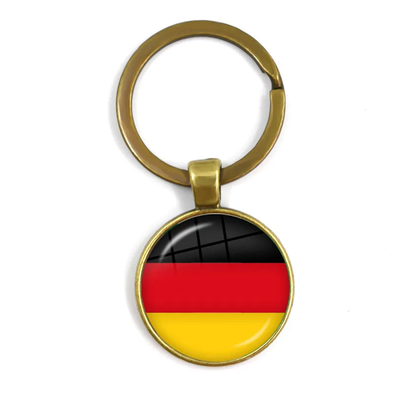 National Flag Glass Cabochon Keychain Greece,Jordan,Italy,Nigeria,Germany,Iran,Czech Republic,Côte d'Ivoire,Lithuania Key Ring