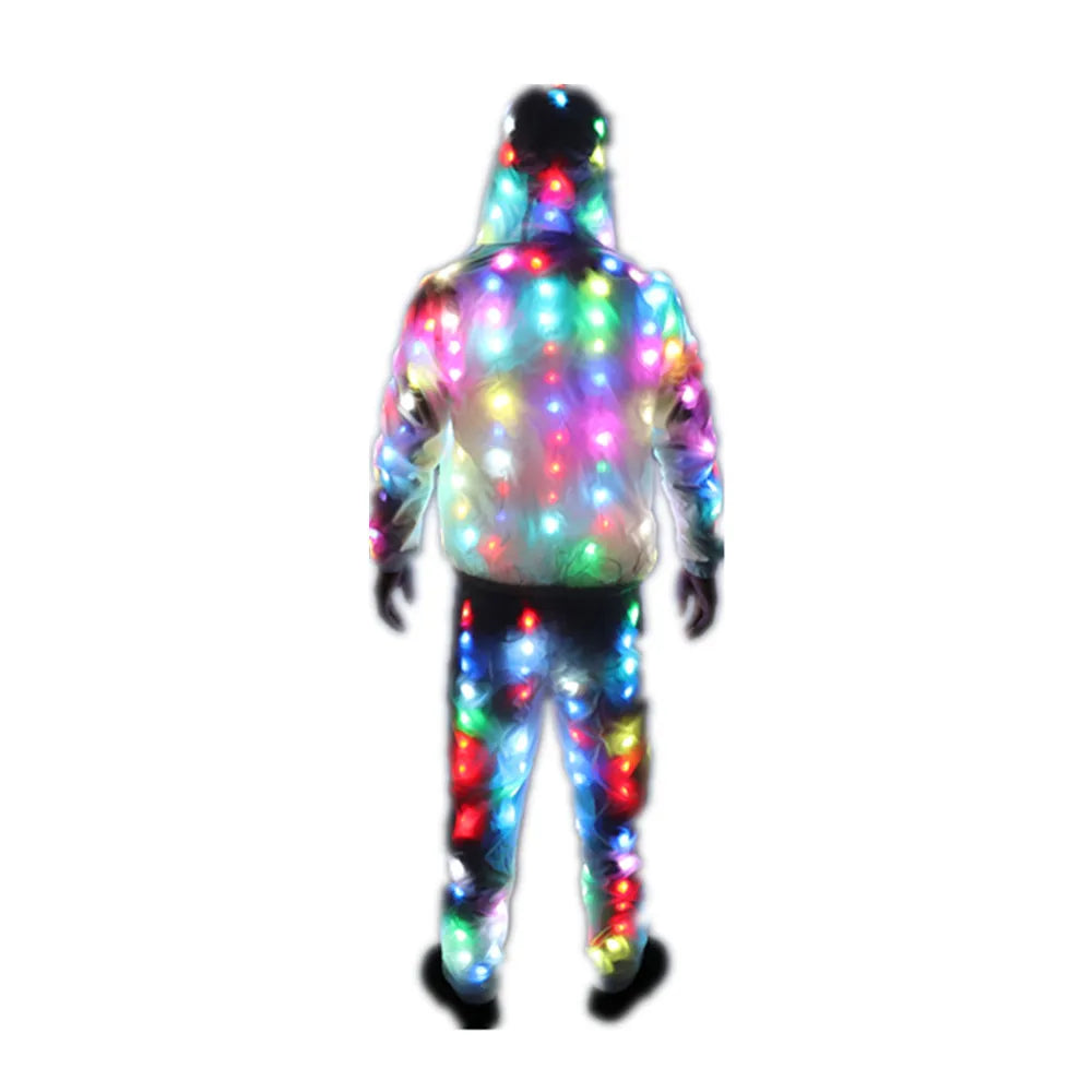 Colorful Led Luminous Costume Clothes Dancing LED Growing Lighting Robot Suits Clothing with Pants Couple Set Event Party Suppli