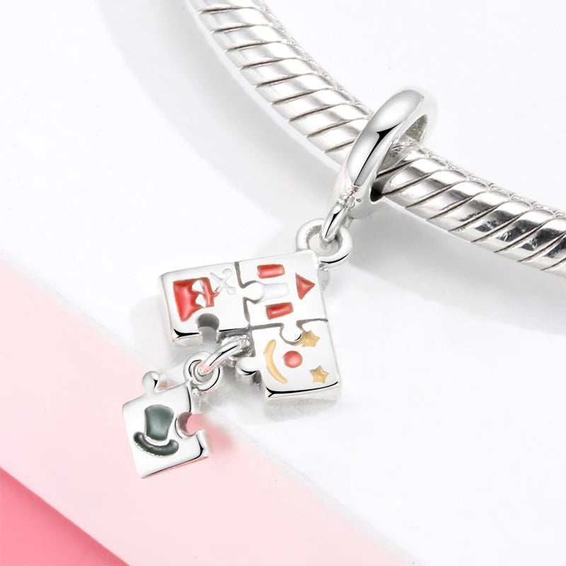 Real 925 Sterling Silver Colorful Circus Theme Performance Charms Original DIY Bracelet Beads Jewelry Making Wonderful Life