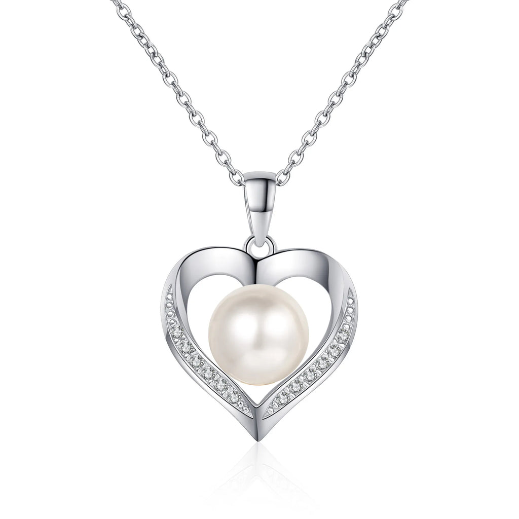 OAHLAN Fine Jewelry 0.096CT Moissanite Freshwater Pearl S925 Sterling Silver Pendant Necklace for Women Anniversary Engagement