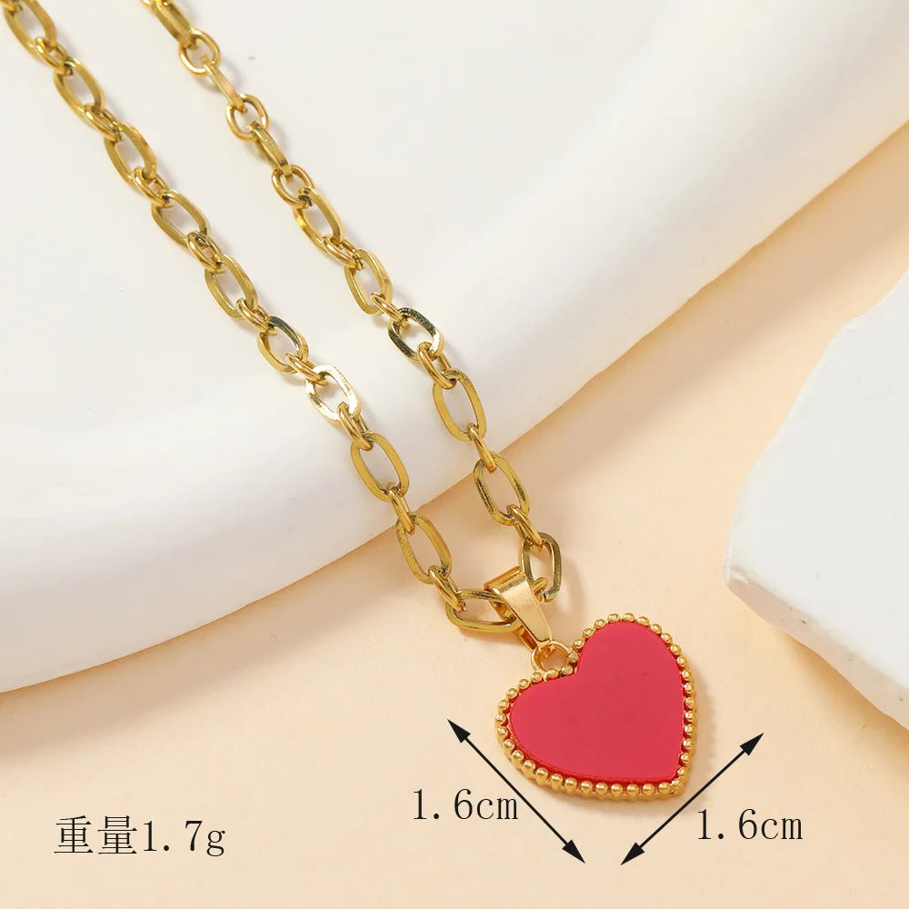 Classic Refined Elegant Women Drop Oil LOVE Love Pendant Necklace Handmade DIY Jewelry Accessories