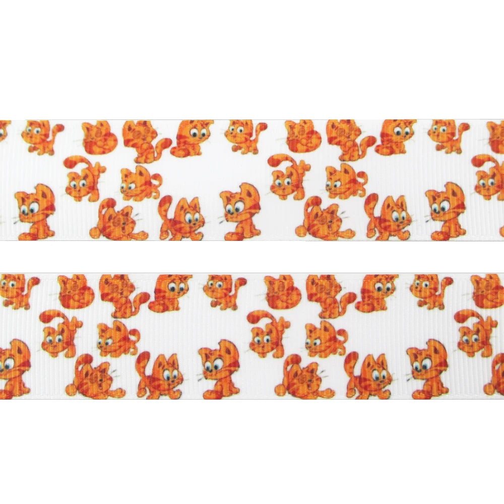 5 Yards Multi Size Cute Cat Theme Ribbons Grosgrain Animal Printed Decorations DIY Sewing Crafts For Making Hair Bows