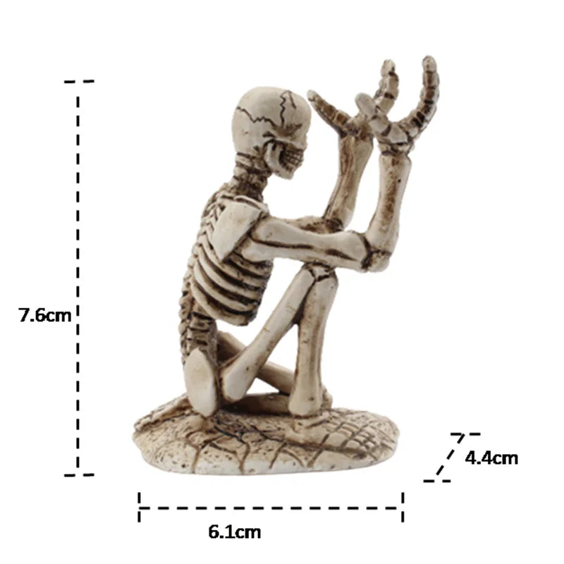 Creative Mini Resin Skull Statue Pen Holder Storage Rack Home Office Desk Decor Gift Halloween Party Decoration Dropshipping