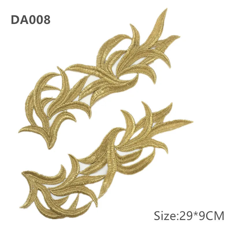 zsbszc Mirror Pair Embroidered patches Golden Guipure Lace Sewing lace for dress Applique DIY Bridal Headdres Lace Collar JA104