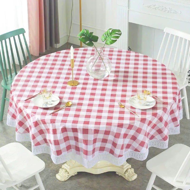 Pastoral Flower Style Round Table Cloth PVC Plastic Thick Tablecloth Oil Proof Waterproof Fabric Tables Cover Decorative Kitchen