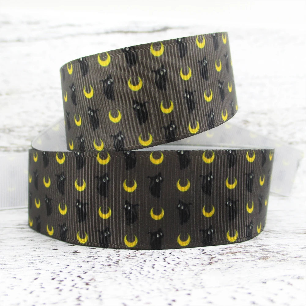 5 Yards Multi Size Cute Cat Theme Ribbons Grosgrain Animal Printed Decorations DIY Sewing Crafts For Making Hair Bows