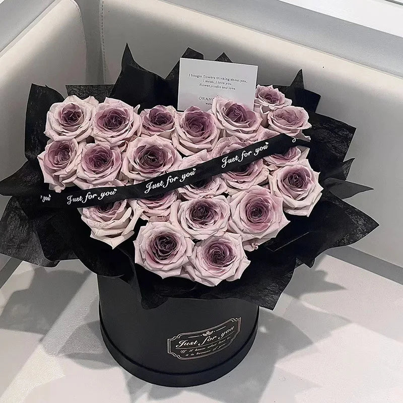 Luxury Pink Rose Bouquet in Exquisite Box with DecorationsRomantic Valentine's Day Bouquet