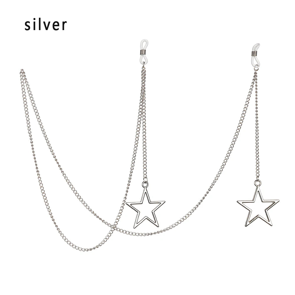 New Fashion Women Eyeglass Chain Hollow Star Pearl Beaded Sunglasses Reading Glasses Lanyard Eyewear Holder Neck Strap Rope